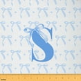 thumbnail image 1 of jejeloiu Girl Personalized Gifts Fabric by the Yard 2 Yards,Latter S Room Decor Fabric by the Yard,Blue White Bow Fabric for Sewing For Princess,Lightweight Room Decoration, 1 of 6