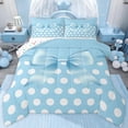 thumbnail image 1 of jejeloiu Girls Cute Bow Queen Comforter Set,Blue Geometric Circle Bedding Comforter Set For Girls Kids Reversible 3-Piece, 1 of 8