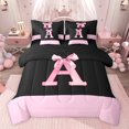 thumbnail image 1 of jejeloiu Girls Pink Bowknot 7-Piece Twin Bedding Sets,First Letter E Bedding Comforter Set For Kids Reversible, 1 of 8