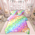 thumbnail image 1 of jejeloiu Glitter Rainbow Bedding Comforter Set,7pcs,Multicolor Galaxy Queen Bedding Sets,Girls Colorful Stripes Queen Sheet Sets For Children,Lightweight Bedroom Decor Reversible, 1 of 7