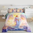 thumbnail image 1 of jejeloiu God Theme Twin Comforter Set Merry Xmas Pink White Luxury Reversible Decor 2-Piece, 1 of 8