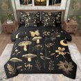 thumbnail image 1 of jejeloiu Gold Mushroom Butterfly 7 Pieces Bedding Comforter Set,Boho Exotic Style Full Bedding Set,Rustic Botanical Plants Fitted Sheet Flat Sheet For Men Women,Super Cozy Room Decor Reversible, 1 of 8