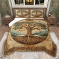 thumbnail image 1 of jejeloiu Gold Tree Of Life Full Size Comforter Sets,Exotic Boho Bedding Sets For Adults Reversible 3 Pieces, 1 of 8