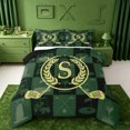 thumbnail image 1 of Catabedysis Golf Cart Letter A Queen Comforter Set For Boys,Green Geometric Plaid Pattern Comforter Sets Queen,Black Reversible,3 Pieces,1 Comforter and 2 Pillowcases, 1 of 7
