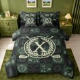thumbnail image 1 of jejeloiu Golf Wreath Monogram X 7-Piece Twin Bedding Sets For Kids,Classic Checkered Letter Design Bedding Comforter Set For Boys,Black Reversible, 1 of 7