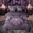 thumbnail image 1 of jejeloiu Gothic Damask Floral 7-Piece Twin Bedding Sets,Gothic Skull Bedding Comforter Set,Purple Bohemian Exotic Flowers Sheet Sets For Adult,Ultra Soft Home Decor Reversible, 1 of 8