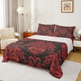 thumbnail image 1 of jejeloiu Gothic Damask Floral Bed Sheets,Tree Of Life King Sheets,Red Baroque Flower Sheet Set For Adult,Ultra Soft Home Decor,4 Pieces, 1 of 7