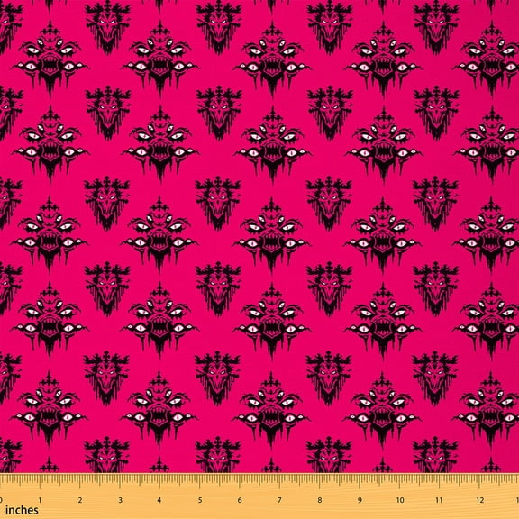 jejeloiu Gothic Eyes Fabric (2 Yard),Black Baroque Damask Sewing Fabric For Men Women