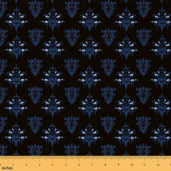 jejeloiu Gothic Flower Fabric by the Yard 10 Yards,Damask Print Room Decor Fabric by the Yard,Deepblue Baroque Floral Sewing Fabric For Men Women,Microfiber Bedroom Decor