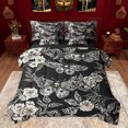 thumbnail image 1 of jejeloiu Gothic Skull Skeleton 7-Piece Bedding Comforter Set,Boho Bohemian Moth King Bedding Sets,Beige Black Bed Sheets For Men Women,Microfiber Bedroom Decor Reversible, 1 of 8