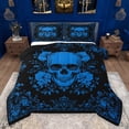 thumbnail image 1 of jejeloiu Gothic Skull Skeleton Bedding Comforter Set,Boho Spooky Theme Twin Comforter Sets,Blue Black Bedding Set For Adult,Breathable Home Decor Reversible,2 Pieces, 1 of 8
