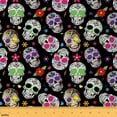 thumbnail image 1 of jejeloiu Gothic Skull Skeleton Fabric by the Yard 1 Yard,Boho Bohemain Style Home Decor Fabric by the Yard,Watercolor Flower Floral Sewing Fabric For Teens,Super Cozy Room Decor, 1 of 6