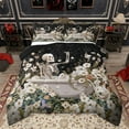 thumbnail image 1 of jejeloiu Gothic Skull Skeleton Full Size Comforter Sets,Rustic Flowers Floral Bedding Comforter Set,White Black Bedding Sets For Girls Boys,Microfiber Bedroom Decor Reversible,3pcs, 1 of 8