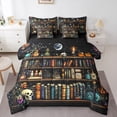thumbnail image 1 of jejeloiu Gothic Skull Twin Bedding Sets 7-Piece,Watercolor Books Reading Bedding Comforter Set,Purple Flower Floral Sheet Sets For Boys Girls,Super Cozy Room Decor Reversible, 1 of 8