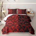 thumbnail image 1 of jejeloiu Gothic Skull Twin Quilt Set,Baroque Damask Twin Coverlet Set For Adults,Red Black,2-Piece, 1 of 7