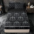 thumbnail image 1 of jejeloiu Gothic Skull Zipper Full Size Comforter Sets with Fitted Sheet and 2 Pillowcases,Dark Retro Zipper Bedding Set For Adults,Black Gray,Black Reversible,4-Piece, 1 of 7