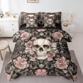 thumbnail image 1 of jejeloiu Gothic Suger Skull Twin Bedding Sets 7-Piece,Rustic Flower Floral Bedding Comforter Set,Halloween Skeleton Sheet Sets For Girl Boy,Ultra Soft Home Decor Reversible, 1 of 8