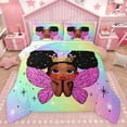 thumbnail image 1 of jejeloiu Gradient Colorful Bedding Comforter Set,Cute Kawaii Princess Twin Comforter Sets,Cartoon Black Girly Bedding Set For Kids,Super Cozy Room Decor Reversible,2pcs, 1 of 8