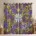 thumbnail image 1 of jejeloiu Gradient Green Purple Blackout Curtains Set of 2 (52x84 Each),Batik Artwork Window Curtains,Retro Flower Floral Curtains and Drapes For Kids,Microfiber Bedroom Decor, 1 of 6