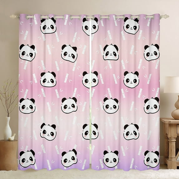 jejeloiu Gradient Pink Purple Curtains Pack of 2 (42x84 Each),Cute Cartoon Panda Curtains Blackout,Zoo Animal Bedroom Curtains For Teens,Luxury Bedroom Decor