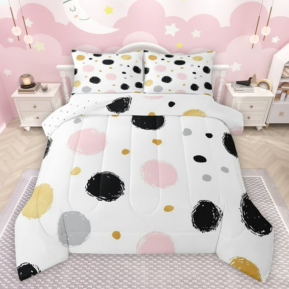 jejeloiu Graffiti Circle Bedding Comforter Set,Geometric Circular Pattern Twin Comforter Sets,Colorful Dots Bedding Set For Girls Kids,Luxury Bedroom Decor Reversible,2-Piece