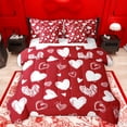 thumbnail image 1 of jejeloiu Graffiti Loves Pattern 7-Piece Twin Bedding Sets,Cute Hearts Bedding Comforter Set,Red White Sheet Sets For Girls Kids,Luxury Bedroom Decor Reversible, 1 of 8