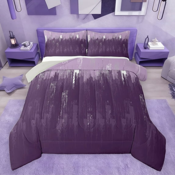 jejeloiu Graffiti Stripe Bedding Comforter Set,Abstract Geometric Pattern Twin Comforter Sets,Purple Batik Artwork Bedding Set For Girls Boys,Super Cozy Room Decor Reversible,2-Piece