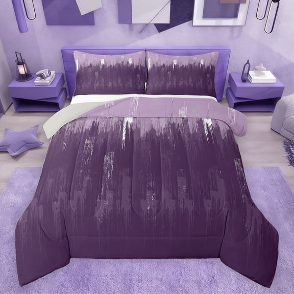 jejeloiu Graffiti Stripe Full Size Comforter Sets,Abstract Geometric Pattern Bedding Comforter Set,Purple Batik Artwork Bedding Sets For Girls Boys,Super Cozy Room Decor Reversible,3 Pieces