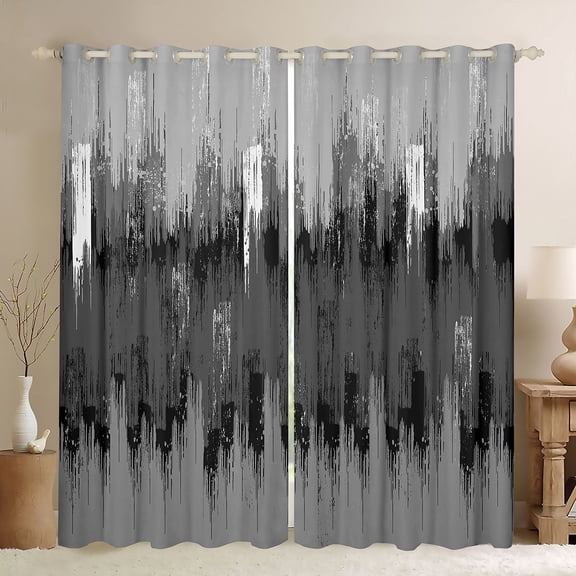 jejeloiu Gray Batik Blackout Curtains Set of 2 (52x84 Each),Modern Abstract Art Window Curtains,Minimalism Graffiti Curtains and Drapes For Teens,Breathable Home Decor
