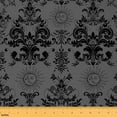 thumbnail image 1 of jejeloiu Gray Damask Fabric by the Yard 1 Yard,Gothic Flower Home Decor Fabric by the Yard,Boho Sun Flower Sewing Fabric,Breathable Bedroom Decorative, 1 of 6