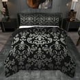 thumbnail image 1 of jejeloiu Gray Damsk Pattern Queen Comforter Set,Rustic Baroque Victorian Bedding Sets,Gothic Flower Floral Bedding Comforter Set For Bots Teens,Ultra Soft Home Decor Reversible,3-Piece, 1 of 8