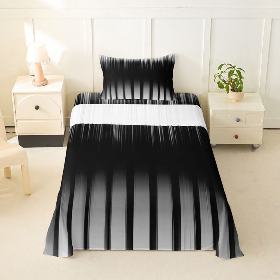 jejeloiu Gray Minimalist Lines Twin Sheet Sets For Kids,Modern Abstract Geometric Print Bedding For Boy,3pcs
