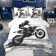 thumbnail image 1 of jejeloiu Gray White 7-Piece Bedding Comforter Set,Racing Motor Biker King Bedding Sets For Men Women Reversible, 1 of 8