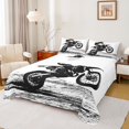 thumbnail image 1 of jejeloiu Gray White Twin Sheet Sets,Racing Motor Biker Bedding For Men Women 3pcs, 1 of 7
