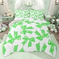 thumbnail image 1 of jejeloiu Green Bowtie Bow Queen Comforter Set,Cute Ribbon Bowknot Bedding Comforter Set For Girl Teens Reversible 3-Piece, 1 of 8