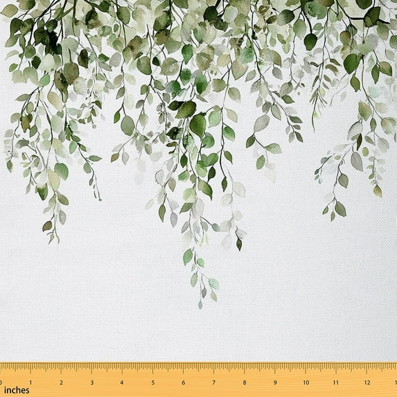 jejeloiu Green Leaves Fabric by the Yard 2 Yards, Botanical Theme Room Decor Fabric by the Yard, Branches Plant Sewing Fabric, Girls Garden Room Decor