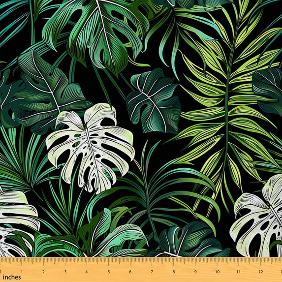 jejeloiu Green Monstera Palm Fabric by the Yard 1 Yard,Tropical Botanical Leaves Home Decor Fabric by the Yard,Nutural Plant Sewing Fabric For Men Women,Super Cozy Bedroom Decorative