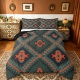 thumbnail image 1 of jejeloiu Green Orange Rhombus Full Size Comforter Sets,Boho Exotic Geometric Bedding Comforter Set,Rustic Aztec Triangle Bedding Sets For Adults,Super Cozy Room Decor Reversible,3-Piece, 1 of 8