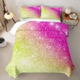thumbnail image 1 of jejeloiu Green Pink Sequin Print Quilt Full Kids,Dreamy Princess Style Full Bedspread Sets For Girls,3-Piece, 1 of 7