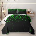thumbnail image 1 of jejeloiu Green Pixel Twin Quilt Set Kids,Abstract Geometric Plaid Twin Coverlet Set For Boys,2-Piece, 1 of 7