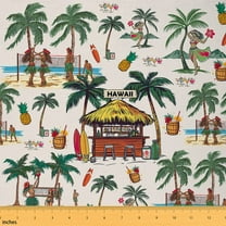 jejeloiu Green Tropical Coconut Fabric by the Yard 1 Yard,Hawaii Beach Holiday Home Decor Fabric by the Yard,Summer Pineapple Drinks Sewing Fabric For Girls Boys,Super Cozy Room Decor
