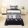 thumbnail image 1 of jejeloiu Grey Paw Print Cat Twin Sheet Sets Kids,Minimal Kitten Print Bedding,3pcs, 1 of 6