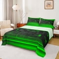 thumbnail image 1 of jejeloiu Grid Geometric Design Full Size Sheets For Kids,Green Neon Striped Check Bed Sheets For Boy,4pcs, 1 of 6