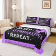 thumbnail image 1 of jejeloiu Gym Theme Full Size Sheets,Gymnastics Girly Bed Sheets,Purple Black Bling Sheet Sets For Children,Breathable Home Decor,4-Piece, 1 of 7