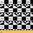 thumbnail image 1 of jejeloiu Halloween Bat Fabric by the Yard 2 Yards,Trick Or Treat Room Decor Fabric by the Yard,White Black Grid Fabric for Sewing For Children,Microfiber Bedroom Decor, 1 of 6