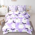 thumbnail image 1 of jejeloiu Halloween Ghost Bat Twin Bedding Sets 7-Piece,Trick Or Treat Bedding Comforter Set,Purple White Sheet Sets For Children,Microfiber Bedroom Decor Reversible, 1 of 8