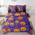 thumbnail image 1 of jejeloiu Halloween'S Day Bedding Comforter Set 7 Pieces,Spooky Pumpkin Bats Full Bedding Set,Black Spider Web Fitted Sheet Flat Sheet For Teen,Microfiber Bedroom Decoration Reversible, 1 of 8