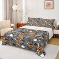 thumbnail image 1 of jejeloiu Halloween Spooky Pumpkin Queen Sheet Sets,Witch'S Hat Ghost Flat Sheet,Spider Webs Bat Queen Fitted Sheet,Lightweight Room Decoration,4-Piece, 1 of 7