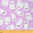 thumbnail image 1 of jejeloiu Halloween Theme Fabric by the Yard 1 Yard,Funny Ghost Home Decor Fabric by the Yard,Purple White Sewing Fabric For Child,Microfiber Bedroom Decor, 1 of 6