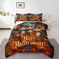 thumbnail image 1 of jejeloiu Happy Halloween Bedding Comforter Set,Orange Pumpkin Maples Twin Comforter Sets,Lovely Cat Kitten Bedding Set,Super Cozy Room Decor Reversible,2-Piece, 1 of 8